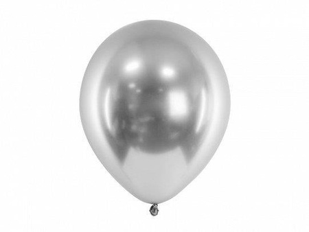 Glossy balloons 27cm, silver chrome (1 box / 50 pcs.)