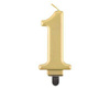 Kerze Nummer 1, Goldmetallic, 8 cm