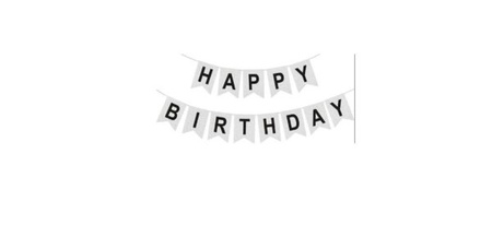 Banner Happy Birthday Silber Schwarz 180 cm