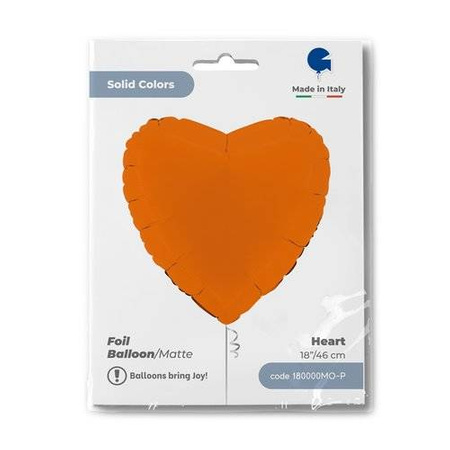 Foil Balloon - Orange Matte Heart 46 cm, Grabo