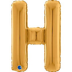 Foil balloon Letter H, 66cm, Gold