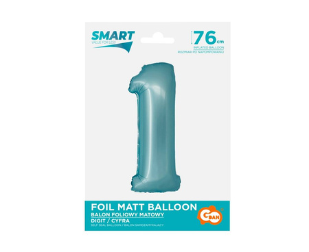 Folienballon Numeral 1 j.blau matt Smart, 76cm