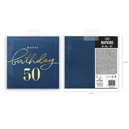 Happy Birthday 50 Servietten marineblau 10 Stk.