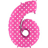 The foil balloon number 6 pink dotted - 102 cm Grabo