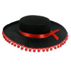 Sombrero Hat with Pompoms Black 57cm
