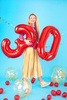 Folienballon Nummer 3 rot, 86cm