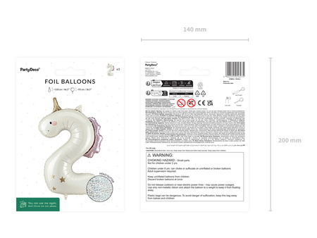 Folienballon Zahl 2 Einhorn Creme Roségold 93cm
