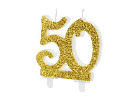 Birthday candle '50', 50 gold, 7.5 cm