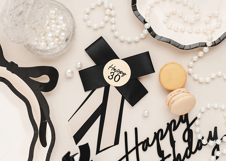 30th Birthday Corsage – Cream and Black