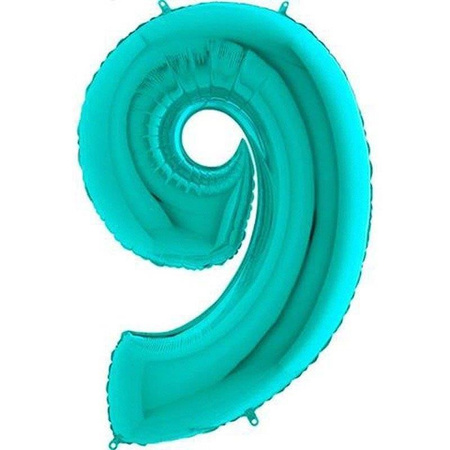 Number 9 Foil Balloon Tiffany, Mint - 102 cm Grabo