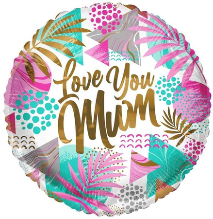 Love you Mom runder Folienballon, 46cm