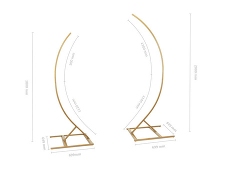 Ständer mit 2 unvollständigen Bögen, 200 cm und 180 cm - Set, gold