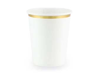 Cups, white with golden border, 260 ml eu