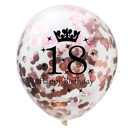 A set of balloons for 18th birthday, a bouquet of balloons with pink gold confetti, 10 items