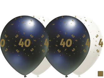 Schwarze Latexballons mit "40", 30cm, 50 Stk.