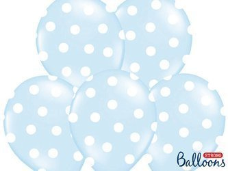 Balloons 30cm, Dots, Pastel Baby Blue, 6 pcs.