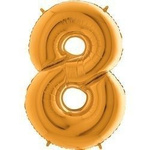 Foil balloon numeral 8 Gold - 102 cm Grabo