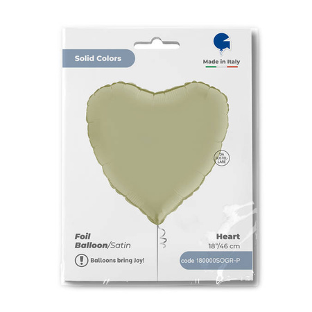 Foil Balloon - Satin olive heart 46 cm, Grabo