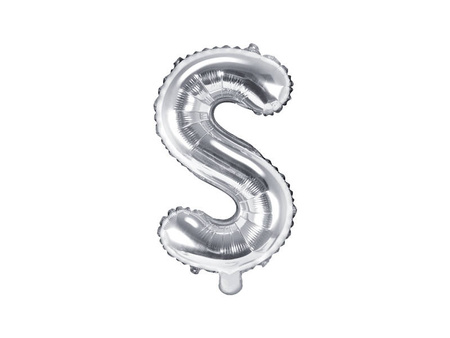 Foil balloon letter S 35cm, silver