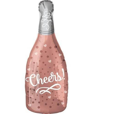 Foil balloon champagne cheers, pink gold, 98cm