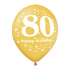 A set of balloons for 80th birthday, black and gold, 30 cm, 6 pcs.