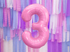 The number 3 Foil balloon, 86cm pink