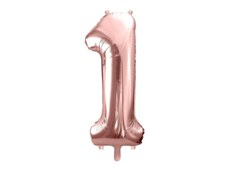 Foil balloon digit '1', 86cm, pink gold