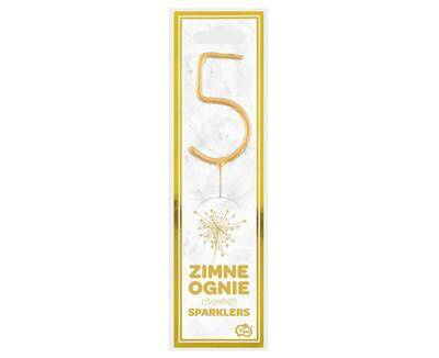 Cold fireworks gold number 5, 17cm.