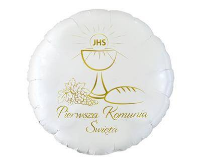 Round foil balloon First Holy Communion (chalice), 46 cm