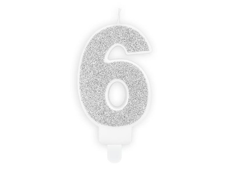 6 digit birthday candle, silver