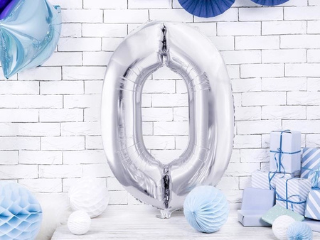 The number 0 Foil balloon, 86cm, silver