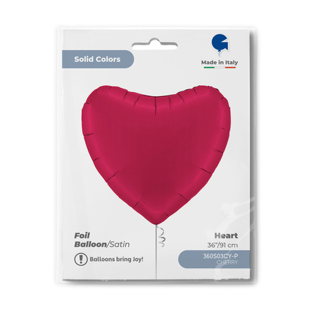 Red Heart Satin Cherry Folienballon 91cm, Satin Grabo