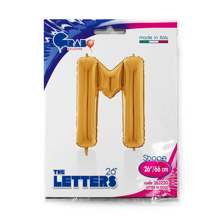 Foil balloon letter M, 66cm, gold