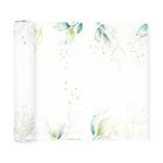 Table Runner with Gold Plant Motif Leaves 275 x 28 cm