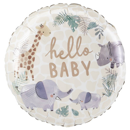 Folienballon - Dschungel, hallo Baby, rund, 45cm