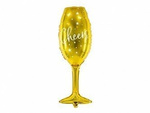 Folienballon, Champagnerglas, Aufdruck 'Cheers', Gold, 28x80 cm