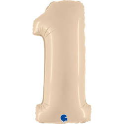 Folienballon Nummer 1, Satin Creme 102cm Grabo