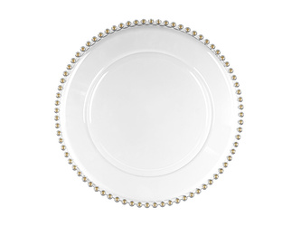 Pearl charger, transparent, diameter approx. 32 cm.
