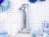 The number 1 Foil balloon, 86cm, silver