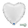 Foil balloon - Satin white heart 46 cm, Grabo