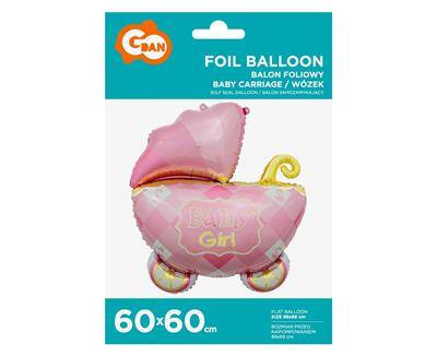 Foil Balloon Trolley, Baby Girl, Baby Shower - 60 cm