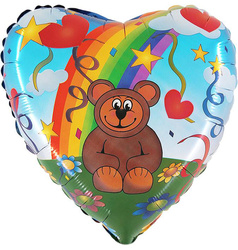 Foil balloon heart Rainbow Bear 46cm Grabo