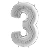 The foil balloon numeral 3, silverware, 66 cm Grabo