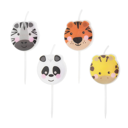 Animal birthday candles, Safari, 4 pcs