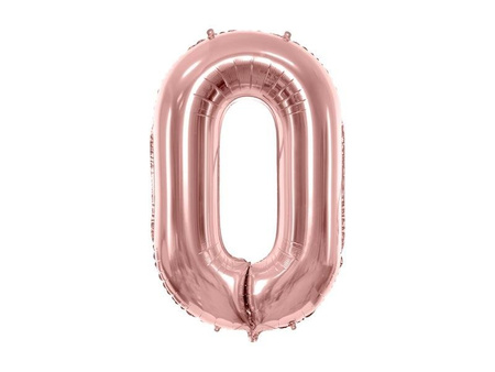 Foil balloon digit '0', 86cm, pink gold