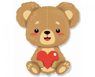 Foil balloon FlexMetal Bear with a heart