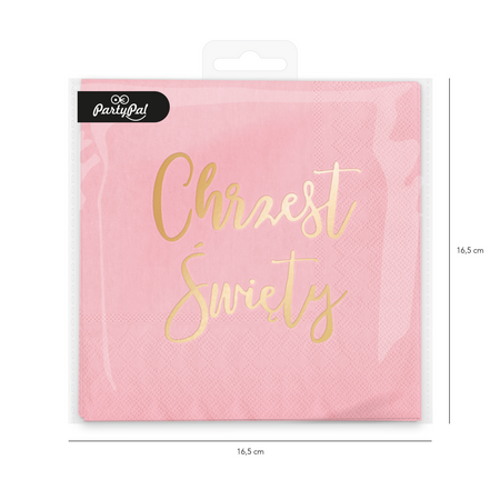 Napkins Holy baptism, pink 33x33cm, 10 pcs.