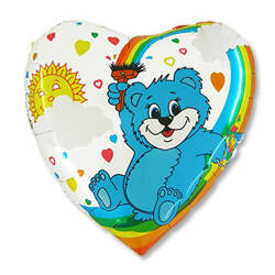 The "Rainbow Bear" foil balloon, heart, Grabo, 46 cm