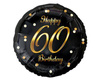 Foil balloon Happy 60 Birthday, black golden print, 46 cm