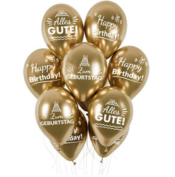 Zum Geburtstag gold verchromte Geburtstagsballons, 30cm, 50 Stk.